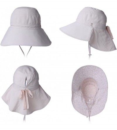 Sun Hats UV Protection Summer Sun Hat Women Packable Cotton Ponytail Chin Strap 55-59CM - 99057_beige - C918DQWYXEN $21.25