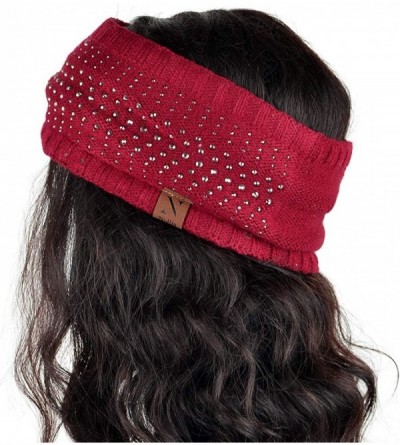 Cold Weather Headbands Winter Ear Bands for Women - Knit & Fleece Lined Head Band Styles - Red Studded Fleece - CW18A900WAK $...