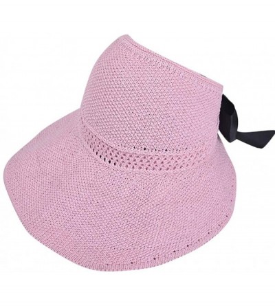 Sun Hats Floppy Foldable Ladies Women Solid Beach Sun Summer Hat Wide Brim - Pink - CA18RGQ56SS $25.96
