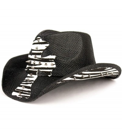 Cowboy Hats Men's & Women's Western Style Cowboy/Cowgirl Straw Hat - Cow1804black - CG18QQC08H4 $10.01
