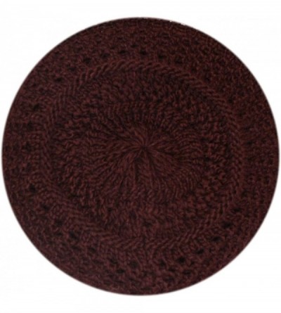 Berets Women's Warm Crochet Knit Beret Hat - Burgundy - CE11LGXYQU7 $6.84