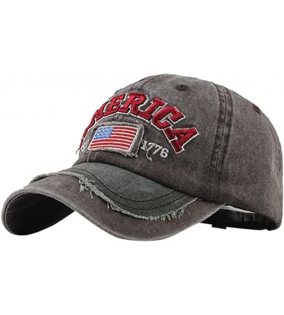 Baseball Caps Outdoor Baseball American Embroidered Patriotic - Brown - CP18T4S7EG2 $22.68