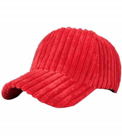 Baseball Caps Women Men Cotton Corduroy Baseball Cap Vintage Adjustable Hat - Red - C21869ZXK5X $8.43