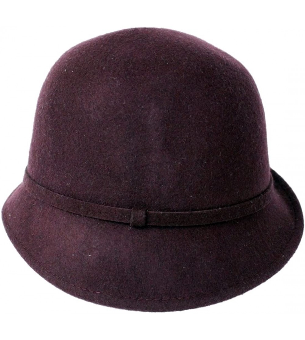 Bucket Hats Women's Cloche Bucket Hat Adjustable Wool Aged Red - CJ12EPKEJP9 $28.65