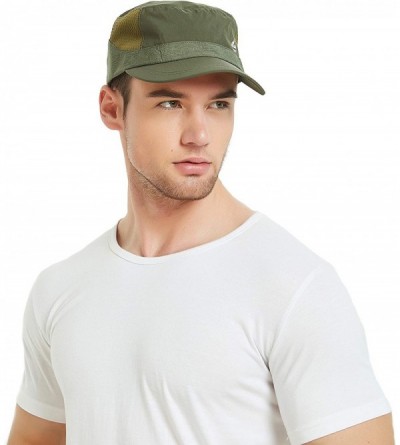 Sun Hats Men's Army Cap Mesh Sun Hat Sun Protection Military Corps Hat Flat Top Cap - Army Green - CM18RW0GNRD $7.31