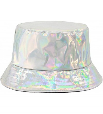 Bucket Hats Unisex Fashion Hologram Climbing Bucket Hat Waterproof Fisherman Cap Travel Sunhat - Silver - CL18C05LG35 $26.48