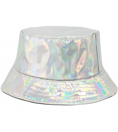 Bucket Hats Unisex Fashion Hologram Climbing Bucket Hat Waterproof Fisherman Cap Travel Sunhat - Silver - CL18C05LG35 $12.71