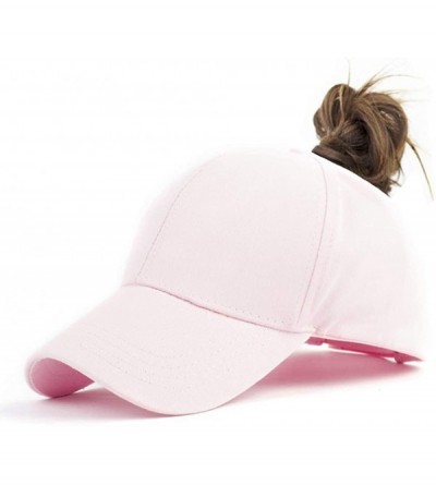 Baseball Caps High Ponytail Baseball Hat - Women Messy Bun Hat- Sun Protection Ponycaps Retro Cap - Pink - CA18HATU3AE $11.50