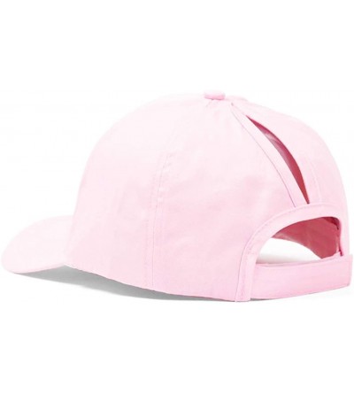 Baseball Caps High Ponytail Baseball Hat - Women Messy Bun Hat- Sun Protection Ponycaps Retro Cap - Pink - CA18HATU3AE $11.50