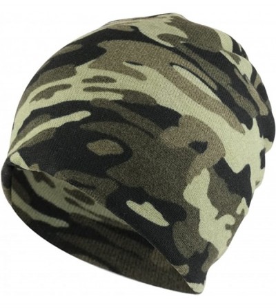 Skullies & Beanies Camouflage Polyester Super Soft Jersey Lightweight Beanie Hat - Dark Camo - CL185W2KTSI $12.48