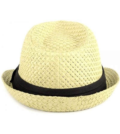 Fedoras Unisex Summer Short Brim Fedora - Hats for Men & Women + Panama Hats & Straw Hats - Ivory Basket Weave - CR17YHNXS8Q ...