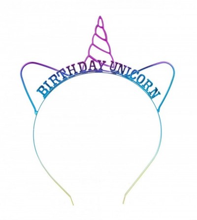 Headbands Multicolored Metalic Birthday Unicorn Ears Horn Fashion Headband - CF18IHI8Z02 $10.88