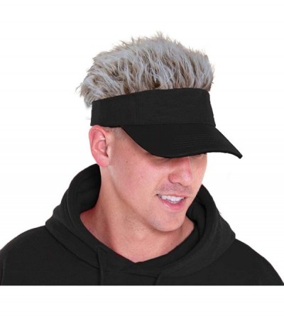 Visors Flair Hair Visor Sun Cap Wig Peaked Novelty Baseball Hat with Spiked Hair - 2.brown - C918W0O3RAN $23.84