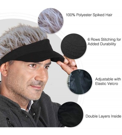 Visors Flair Hair Visor Sun Cap Wig Peaked Novelty Baseball Hat with Spiked Hair - 2.brown - C918W0O3RAN $11.07