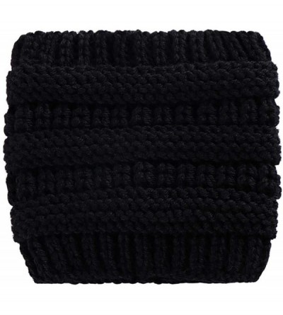 Skullies & Beanies Unisex Fashion Bun Ponytail Soft Stretch Winter Beanie Tail Hat Hats & Caps - Black - CA18A8UTUCZ $23.87