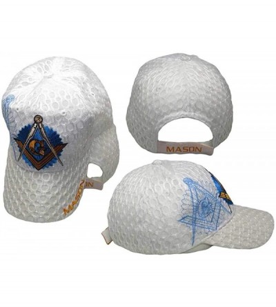 Skullies & Beanies Mason Masons Freemason Masonic Lodge White Shadow Mesh Texture Ball Cap Hat - CM12NEUJ20Q $10.36