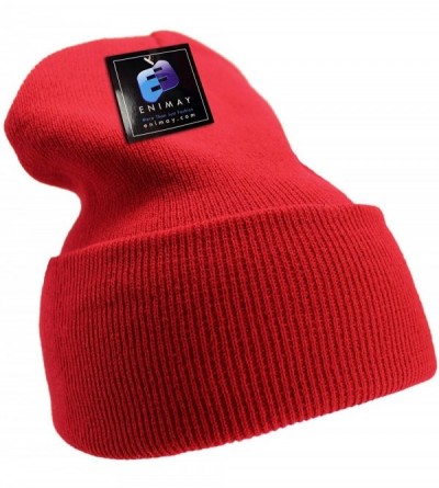 Skullies & Beanies Men's Women's Winter Long Beanie Hat Knit Cap 12 Pack - Red - C218H3RT67O $29.60