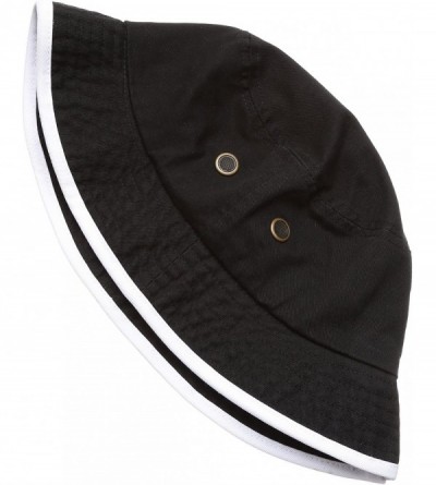 Bucket Hats Summer Adventure Foldable 100% Cotton Stone-Washed Bucket hat with Trim. - Black-white - C2183KHCONI $11.18