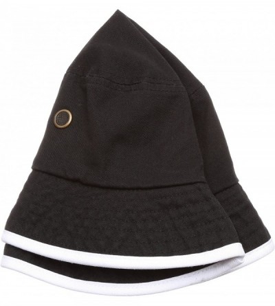 Bucket Hats Summer Adventure Foldable 100% Cotton Stone-Washed Bucket hat with Trim. - Black-white - C2183KHCONI $11.18