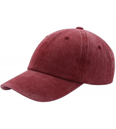 Baseball Caps Baseball Cap Men Women Hat - Unisex 100% Cotton Plain Pigment Dyed - Burgundy - C718DAUEZGC $25.50