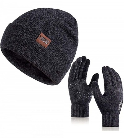 Skullies & Beanies Winter Beanie Gloves Touchscreen Infitiny - Gloves&beanie Black Dark Gray - CQ18XGOI4IM $19.45
