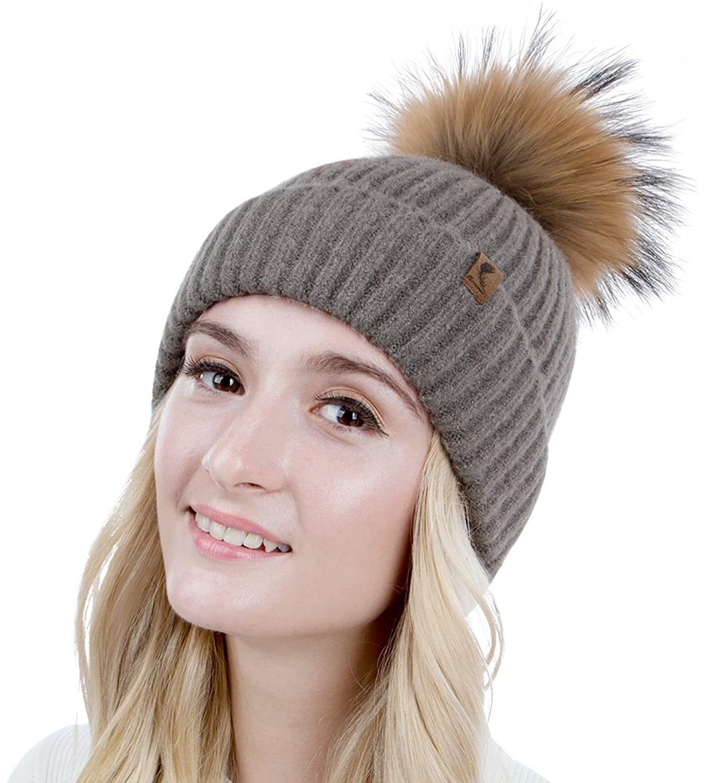 Skullies & Beanies Winter Beanie Hats Cute Pom Pom Hat Knit Hat Soft Warm Ski Caps for Women、Girl - T.grey - C918TNIZ9UQ $7.68