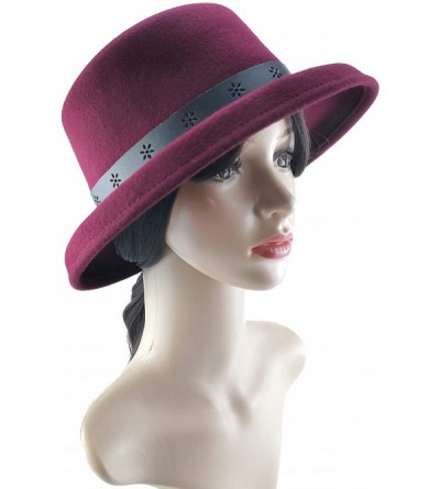 Bucket Hats Cloche Hats for Women 100% Wool Fedora Bucket Bowler Hat 1920s Vintage Kentucky Derby Church Party Hats - CS194L8...