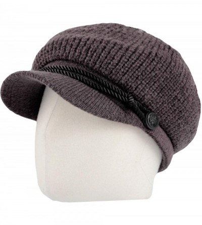 Newsboy Caps Women Winter Knit Newsboy Caps Lady Warm Baker Beanie Hat SLG1226 - Charcoal - C818ZA6Z0IH $37.79
