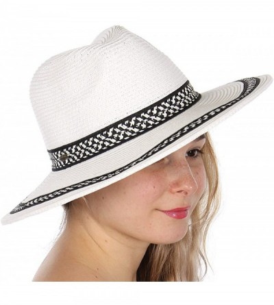 Sun Hats Beach Sun Hats for Women Large Sized Paper Straw Wide Brim Summer Panama Fedora - Sun Protection - CN18RE3EU39 $13.10
