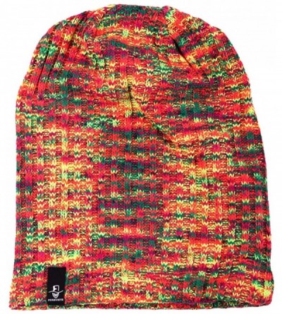 Berets Womens Knit Slouchy Beanie Ribbed Baggy Skull Cap Turban Winter Summer Beret Hat - Red/Yellow/Green - CT18WD0O52I $14.15