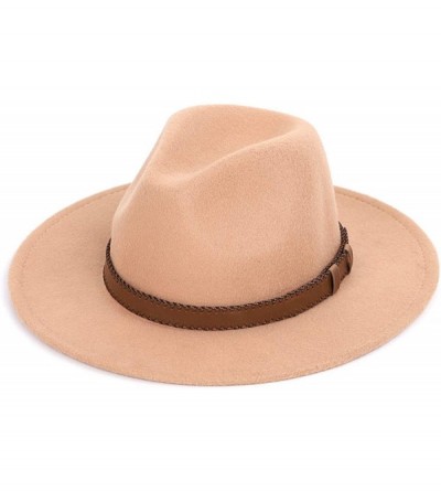 Fedoras Women Men Wide Brim Fedora hat Wool Pork Pie Flat Top Hat Vintage Felt hat Gambler Hat - Red - CH18Q8X4L8S $21.11