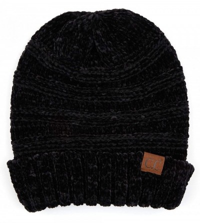 Skullies & Beanies Hatsandscarf Exclusives Unisex Beanie Oversized Slouchy Cable Knit Beanie (HAT-100) - Black Chenille - C01...