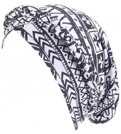 Skullies & Beanies Womens African Style Braided Dreadlock Hat Bandanas Headwear Cap Turban Chemo Cap - Black&white - CB18UX2S...