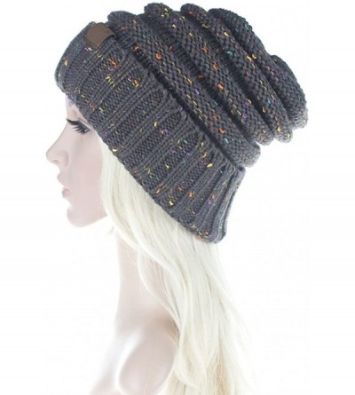 Skullies & Beanies Lady Winter Warm Baggy Skiing Mix Color Knit Spot Wrap Cap Dot Head Hat Black - Grey - C618892N6MI $15.20