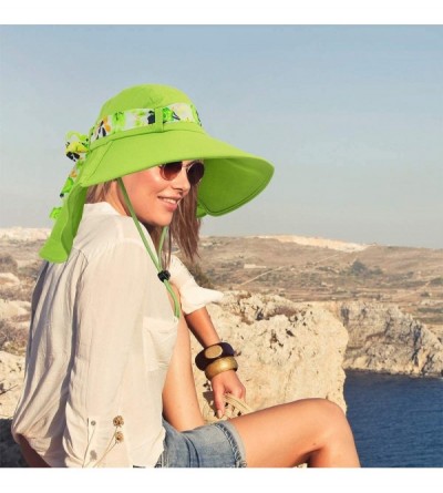 Sun Hats Women Sun Hat with Neck Flap Wide Brim Outdoor Hat for Hiking- Beach- Fishing - Green - C3186I4I2KK $13.07