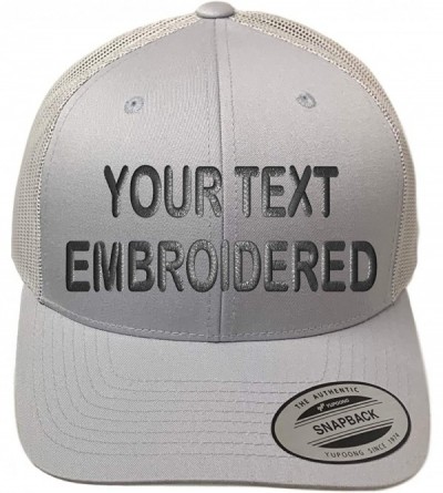 Baseball Caps Custom Trucker Hat Yupoong 6606 Embroidered Your Own Text Curved Bill Snapback - Silver - CG18XSO8I85 $26.88