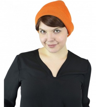 Berets Women's Without Flower Accented Stretch French Beret Hat - Orange - C1126BNQ3YD $11.02