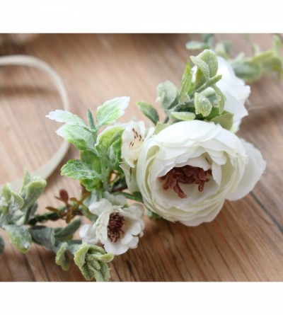 Headbands Adjustable Flower Headband Floral Garland Crown Halo Headpiece Boho with Ribbon Wedding Festival Party - P - CF18SS...