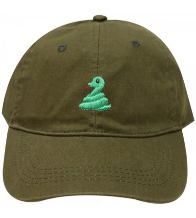 Baseball Caps Cute Snake Emoji Cotton Baseball Caps - Olive - C01862N368H $15.61