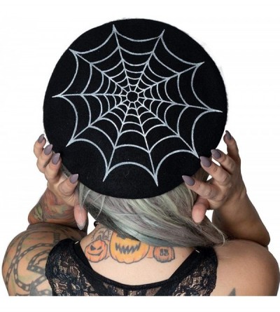 Berets Spider Web Beret Hat Black - C018QXZCCN6 $25.56