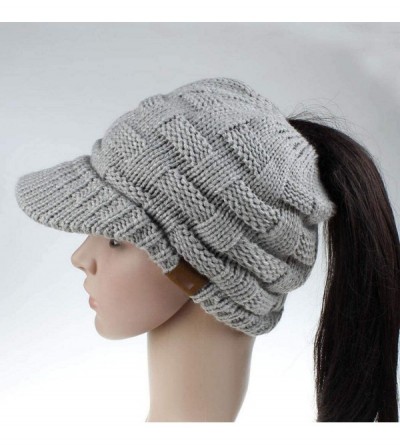 Skullies & Beanies Women Knitted Cap Winter Warm Ponytail Beanie Hats & Caps - Light Grey - CL192KYTI96 $12.39