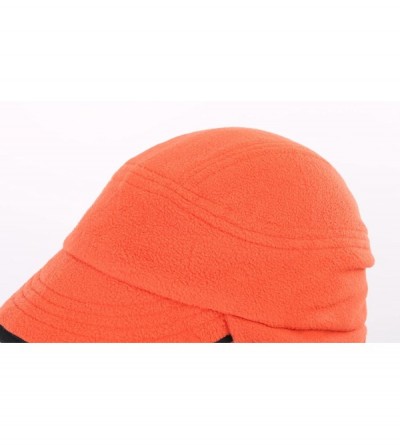 Skullies & Beanies Winter Warm Skull Cap Outdoor Windproof Fleece Earflap Hat with Visor - Orange - CA12MA76W3T $10.05