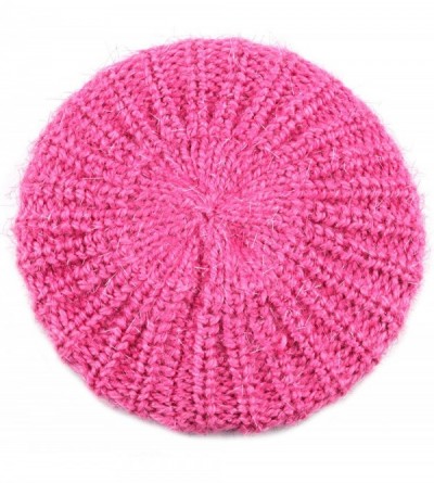Berets Glitter Tam Beret Hat - Pink - CQ12745C9ZJ $10.35