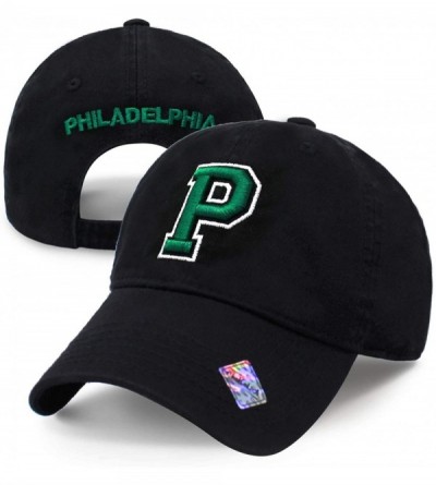 Baseball Caps Football City 3D Initial Letter Polo Style Baseball Cap Black Low Profile Sports Team Game - Philadelphia - CO1...