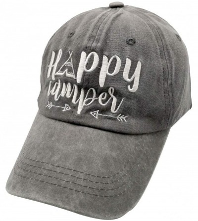 Baseball Caps Men's Embroidered Happy Camper Baseball Cap Distressed Dad Hat - Happy Camper - Grey - CL18WQ9WER5 $11.77