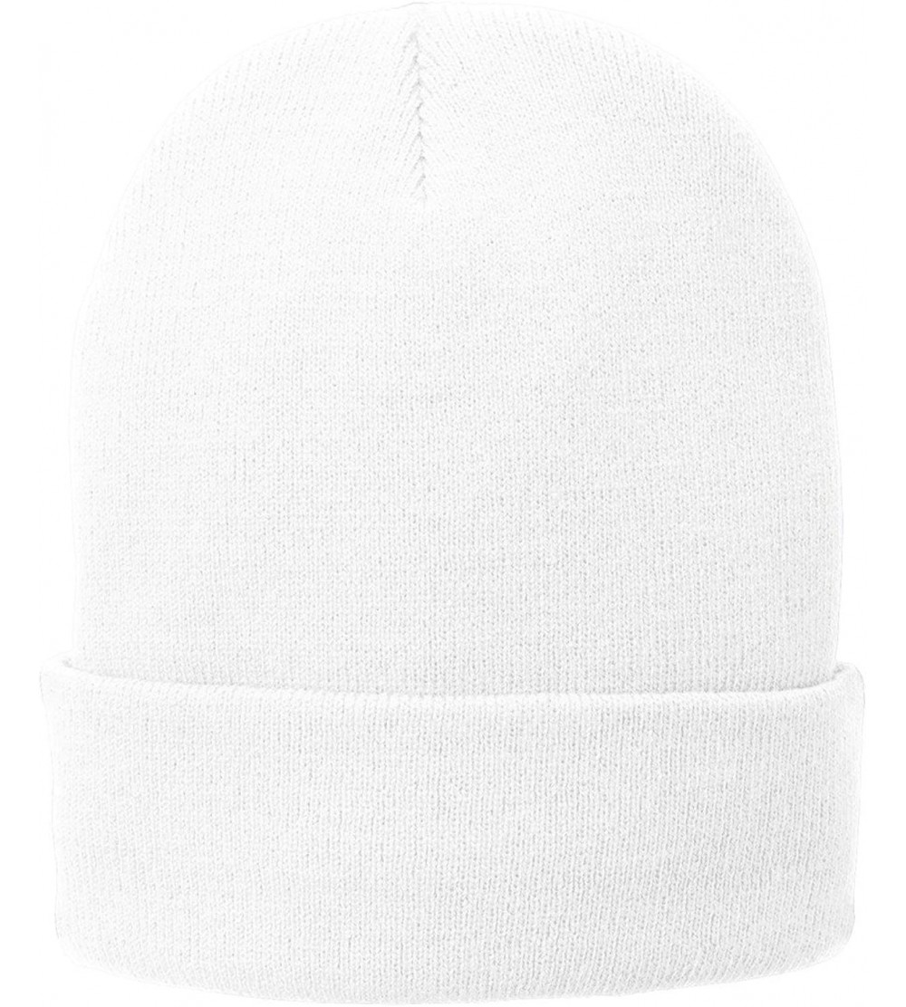 Baseball Caps Port & Company Fleece-Lined Knit Cap. CP90L - White - CA126B15VLL $8.51