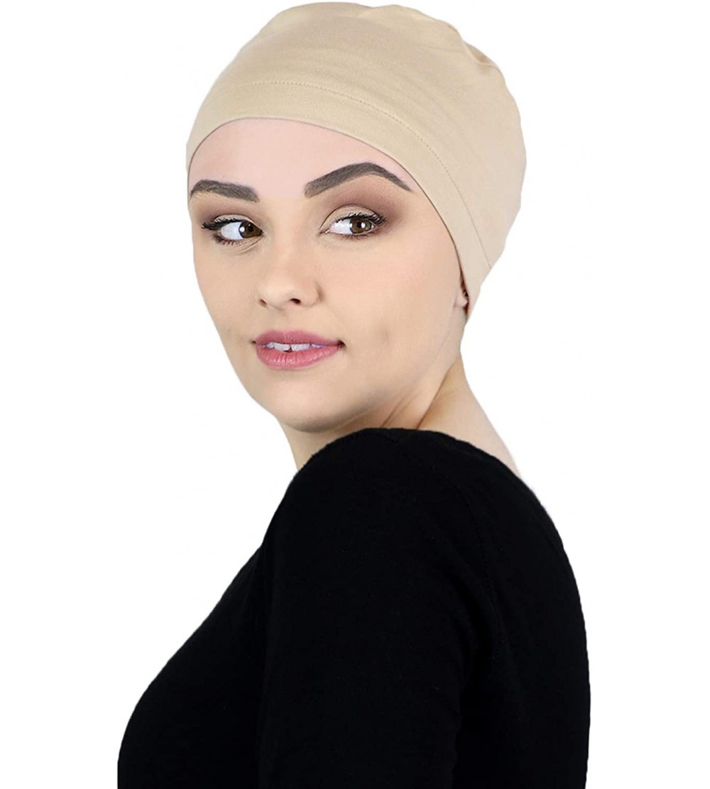 Skullies & Beanies Cancer Headwear Sleeping Coverings Turbans - Beige - CQ18OWWZZQQ $20.52
