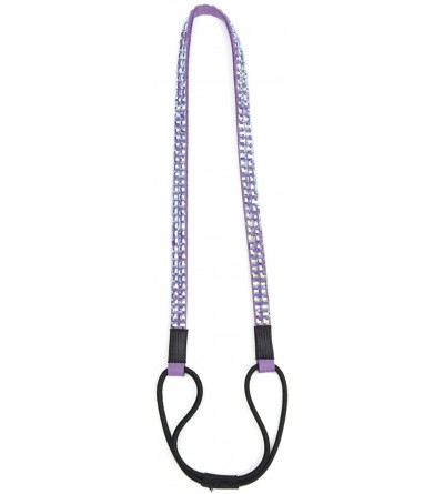 Headbands Two Row Rhinestone Elastic Stretch Headband Accessory - Iridescent Purple - C211D0HMZRX $8.55
