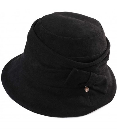Bucket Hats 1920 Vintage Cloche Bucket Hat Ladies Church Derby Party Fashion Winter 55-59CM - 99088_black - C918KWOX70W $17.04