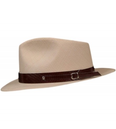 Cowboy Hats (1" & .5") Embossed Patterned Leather Panama Hat Band - "1"" Small Squares Brown" - CP18WHMXGEM $26.05